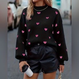 Heart Pattern Knitted Pullover Sweater❤️🥰